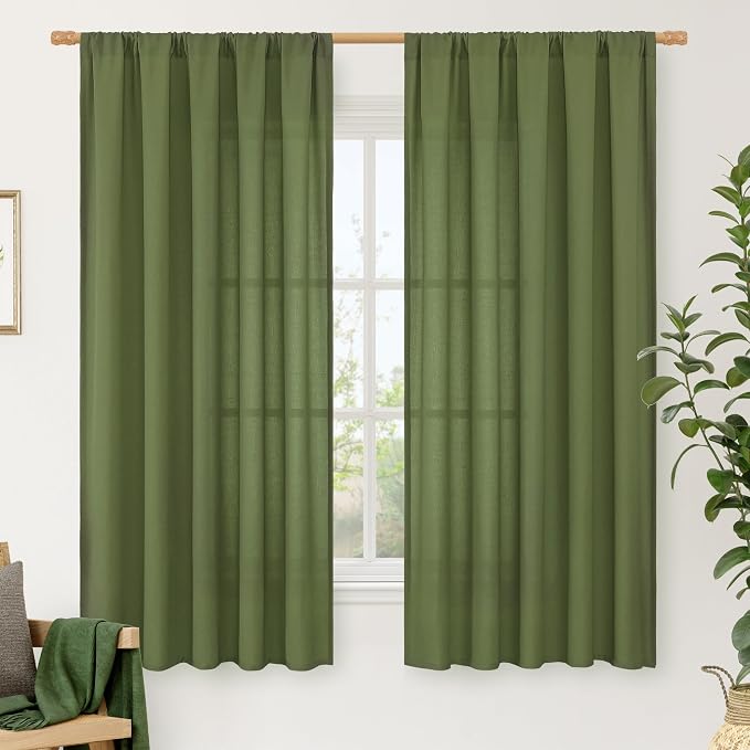 Light Filtering Linen Curtains 63 inches Long by LAMIT