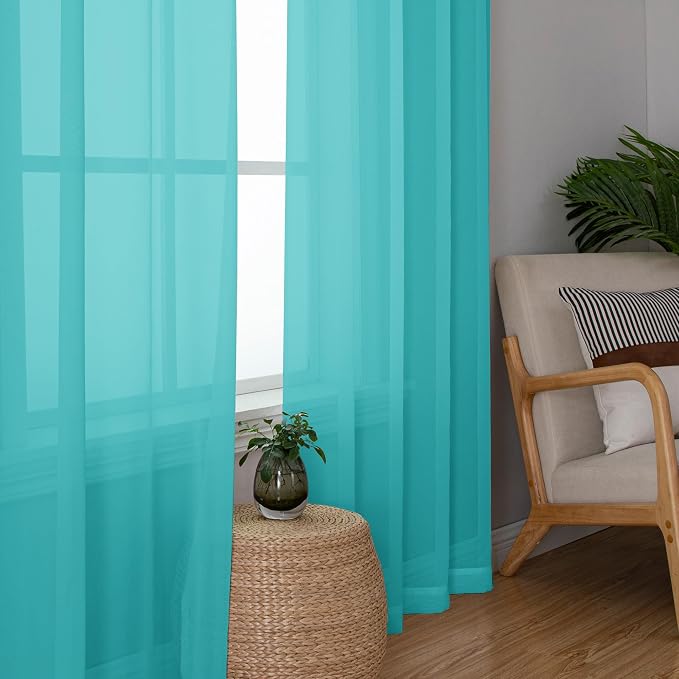 Chyhomenyc Turquoise Sheer Curtains 84 Inches Long - Image 6