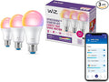 WiZ Connected Smart Light Bulbs, Sunset to Sunrise Automation + Motion Detection + Control with Voice or App, Full Color A19 60W 800LM Indoor, Matter Compatible -3 Pack