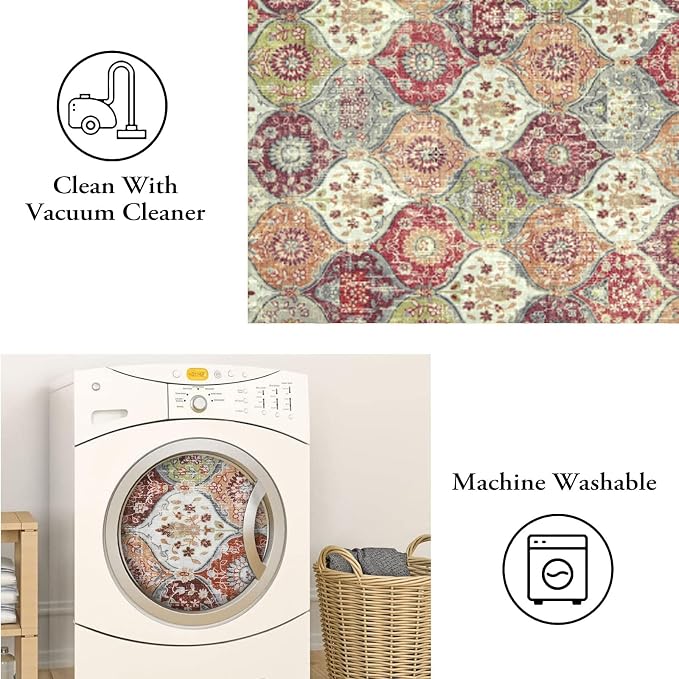 Lahome Moroccan Washable Rugs for Living Room, 4x6 Rug for Bedroom Non-Slip | - Image 6