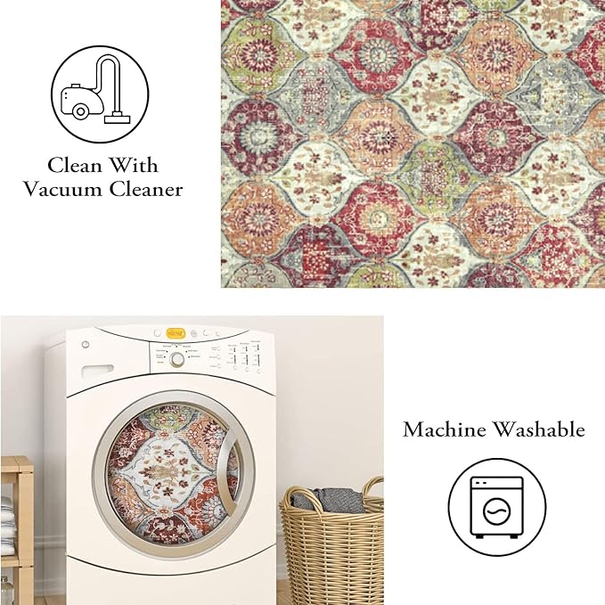 Lahome Moroccan Washable Round Area Rug, Soft Round Rugs 6ft Ultra-Thin | - Image 6