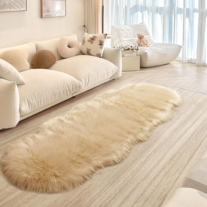 SERISSA 2x6 Fluffy Beige Faux Fur Area Rug - Image 7