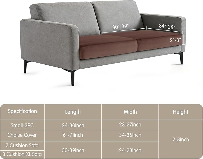Hokway Velvet Couch Cushion Covers Water Resistant Seat Covers Stretch Sofa - Image 2