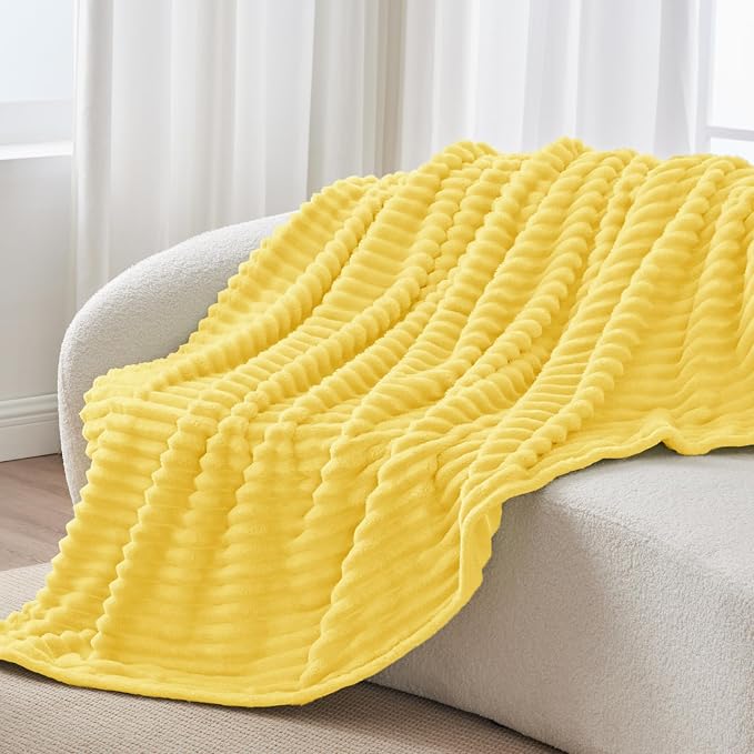 BEDELITE Ribbed Twin Blanket for Couch & Bed, Custard Yellow, Warm Yet - Image 8