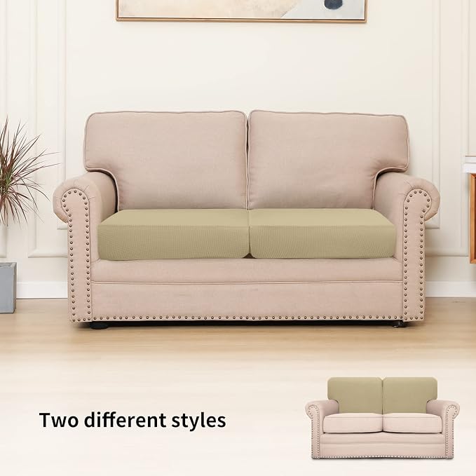 Easy-Going Stretch 2 Pieces Loveseat Couch Cushion Cover - Image 2