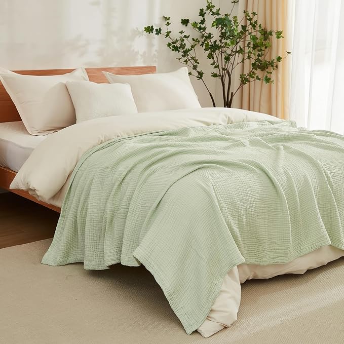 EMME Muslin Blankets for Adults Throw Blanket for Couch Breathable Gauze Soft - Image 3