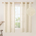 63 Inches Long Linen Curtains for Bedroom 2 Panels Set, Light Filtering Panels by LAMIT