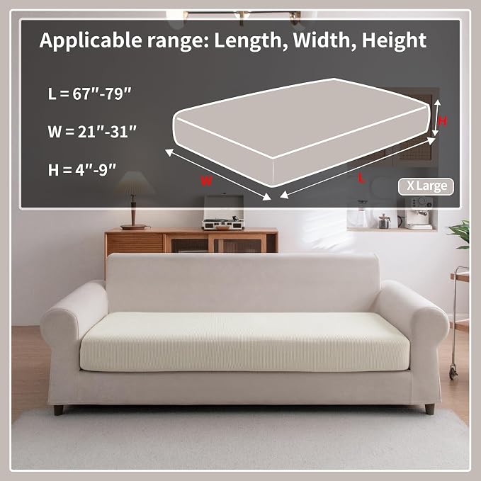 OHSIO Sectional Couch Covers, Wear Resistant Stretch Sofa Covers Washable Soft - Image 2