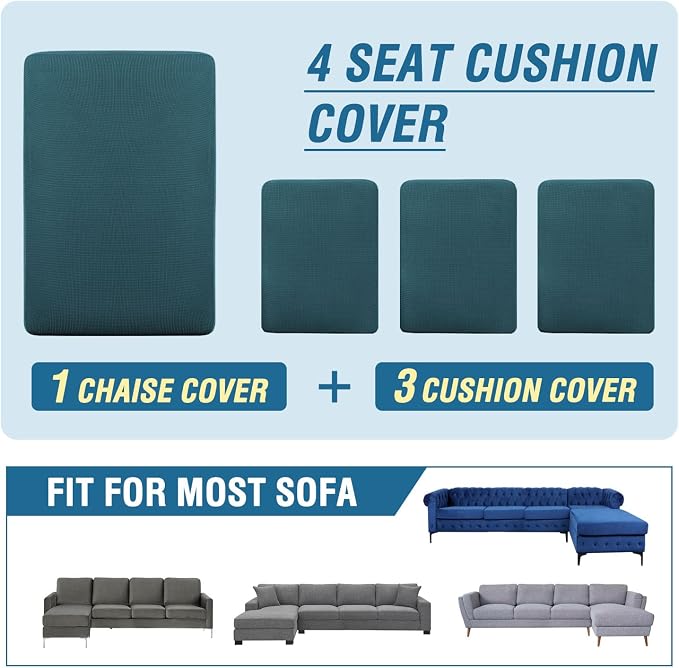 H.VERSAILTEX Sectional Couch Covers 4 Pieces Sofa Seat Cushion Covers L Shape - Image 8