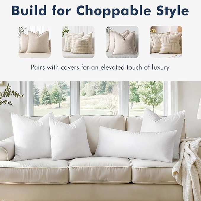 MIULEE 16x16 Pillow Inserts, Double-Layer Down-Proof Cotton Cover, Decorative - Image 4
