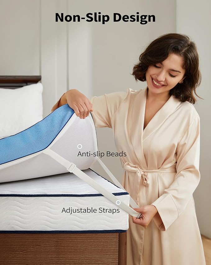PERLECARE 3 Inch Firm Mattress Topper Queen Size, Cooling Gel-Infused & Bamboo Charcoal Memory Foam Bed Topper for Pain Relief, High-Density Mattress Pad with Removable Cover, CertiPUR-US Certified