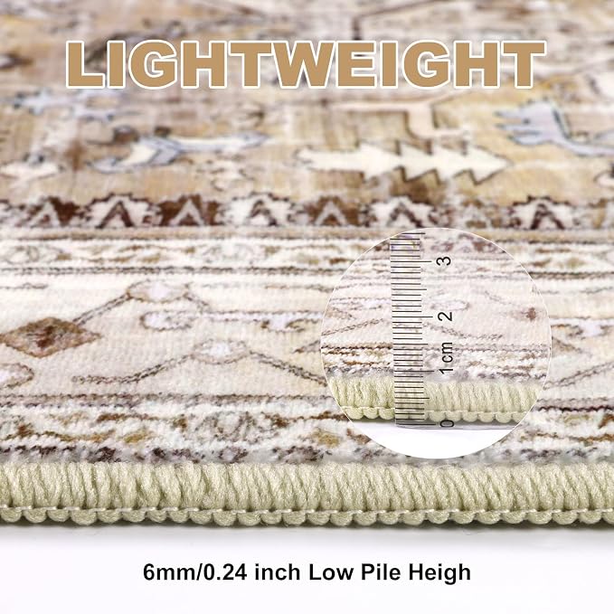 Yamaziot Area Rug 5x7, Non-Slip Washable Boho Vintage Living Room Bedroom Rug - Image 6