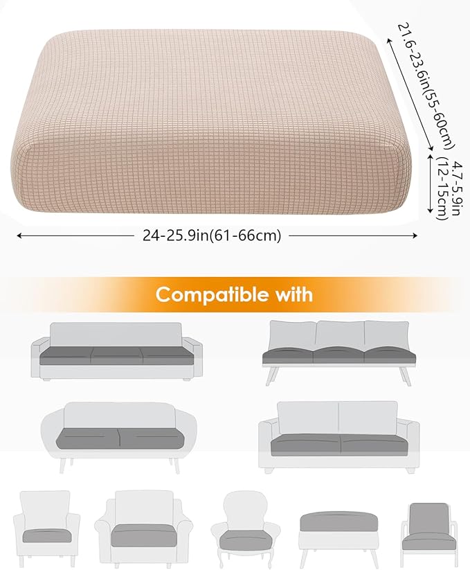 Fuloon Couch Cushion Slipcover, Super Stretch Individual Sofa Covers | 3 Pack - Image 3