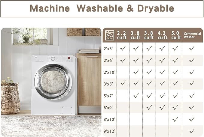 Beige Grey 10x14 Washable Area Rugs - Image 7