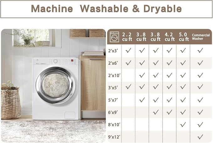 Beige Grey Washable Rugs 8x10 Area Rugs - Image 9