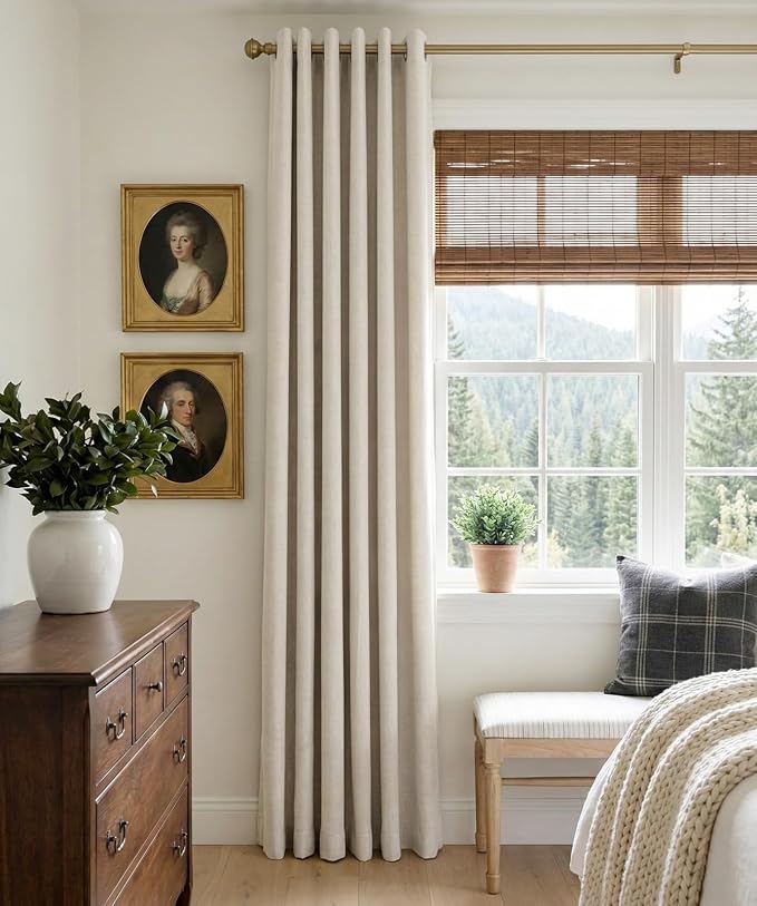 100% Blackout Linen Textured Curtains 96 Inch Long, Light Blocking, Thermal - Image 2