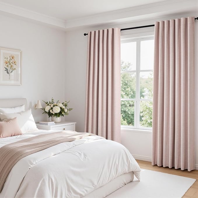 Topfinel Light Pink Linen Blackout Curtains 108 Inches Long - Image 7