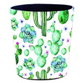 10L/2.64 Gallon PU Leather Trash Can, Decorative Waterproof Wastebasket Dustbin Garbage Bin for Home Office Bathroom - Cactus B