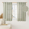 Sage Grey Linen Curtains 48 Inch Length 2 Panels by LAMIT