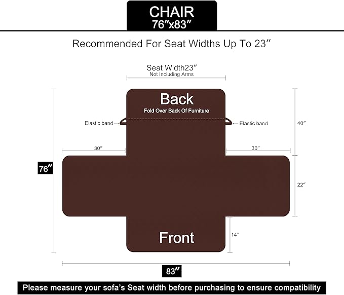 U-NICE HOME Reversible Recliner Chair Covers, Pet Friendly, Elastic Straps - Image 6