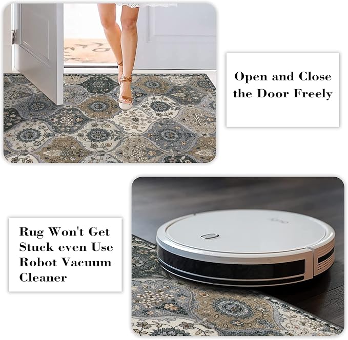 Lahome Moroccan Washable Round Area Rug, Soft Vintage Circle Round Rugs 6ft | - Image 7