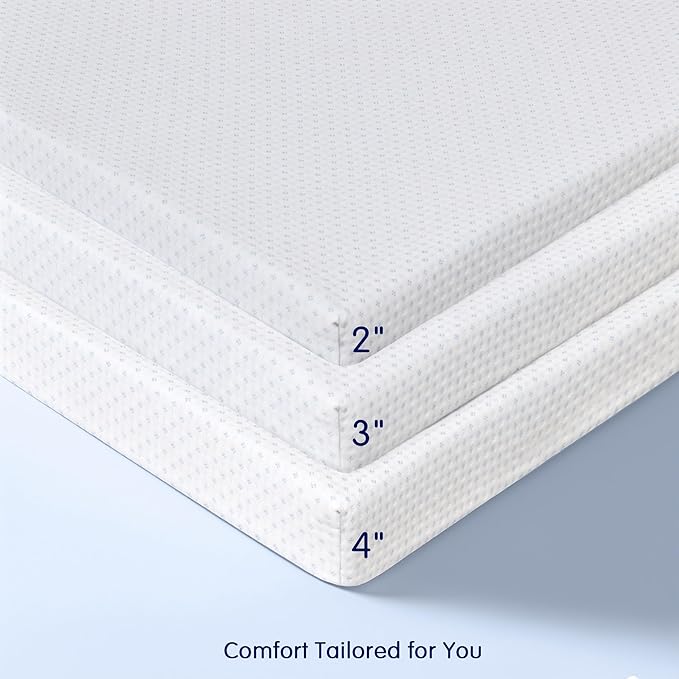 Subrtex Mattress Topper, Gel-Infused Memory Foam Mattress Topper, High Density Bed Topper Pad with Breathable Removable Cover, CertiPUR-US Certified for College and Dorm (3 Inch, Twin XL)