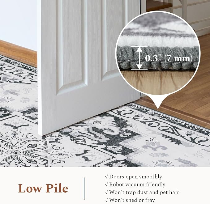 Rugflix 6x9 Area Rugs for Living Room, Washable Light Grey Large Rug | Machine - Image 4