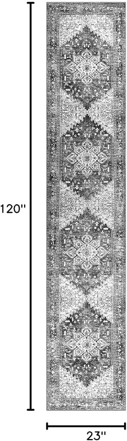 Yamaziot Washable Runner Rug, 2x10 Non-Slip Boho Hallway Kitchen Rug | Stain - Image 2