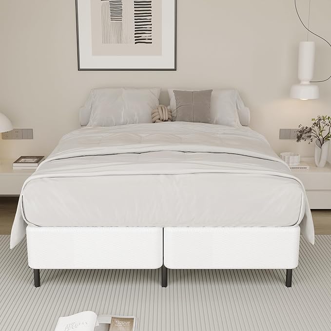 Split California King Box Spring 5 Inch, Low Profile Heavy Duty Metal Box Spring Cal King Size with Fabric Cover, Noise-Free, Quick Assembly