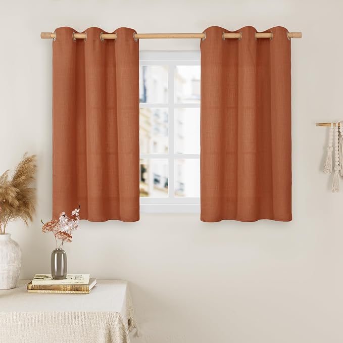 Short Linen Curtains 40 Inch Length by LAMIT