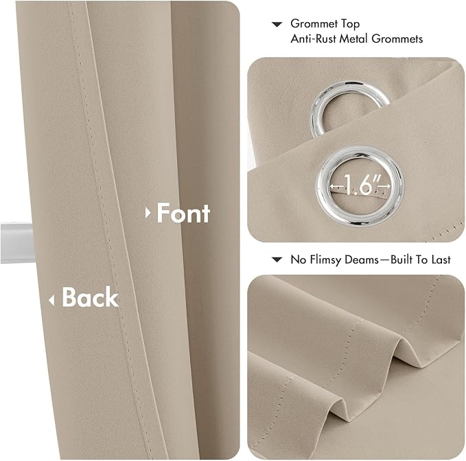 MIULEE Blackout Curtains for Bedroom 2 Panels 40 x 63 Inch Long Light Beige | - Image 4