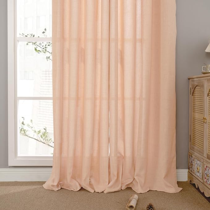YoungsTex Peach Linen Curtains 84 Inch Length - Image 7