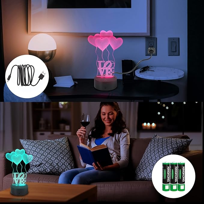 AZIMOM 3D Lamp Illusion Piano Night Light Decor 16Colors Changing Smart Touch Remote Control Optical Illusion Bedside Lamps Bedroom Home Decoration for Kids Boys & Girls Women Birthday Gifts