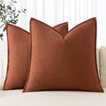 MIULEE Decorative Linen Pillow Covers 18x18 Inch Rust | Boho Farmhouse​ ​Fall by MIULEE