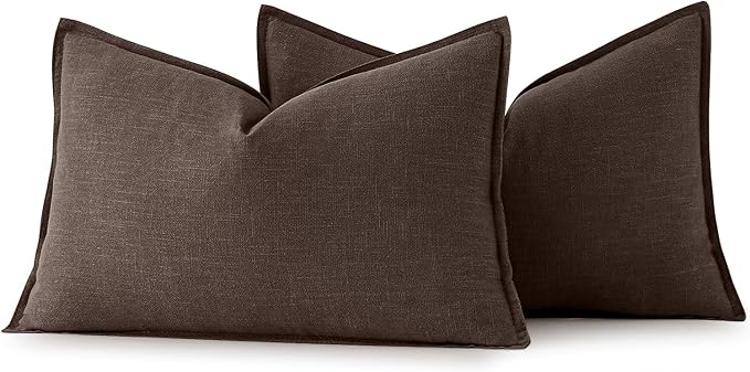 MIULEE Decorative Linen Lumbar Pillow Covers 12x20 Inch Reddish Brown | Boho - Image 6