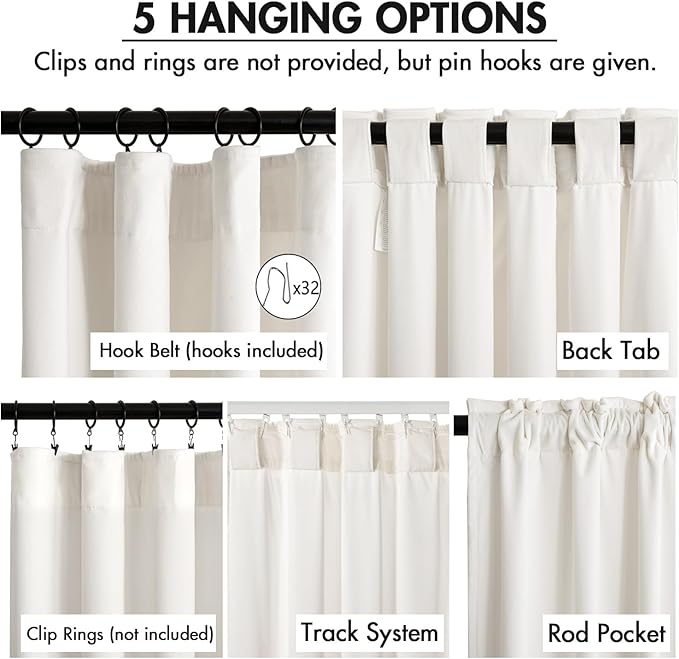 MIULEE Velvet Curtains 50W x 84L 2 Panels Ivory Blackout Curtains | Luxury - Image 2