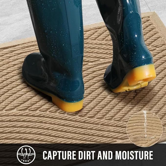 Sturdy Front Door Mat, Absorbent Muddy Dirt Resist Welcome Door Mats Outdoor - Image 2