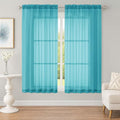 Sheer Turquoise Curtains, Sheer Curtains 63 inch Length 2 Panels Set, Rod by OWENIE