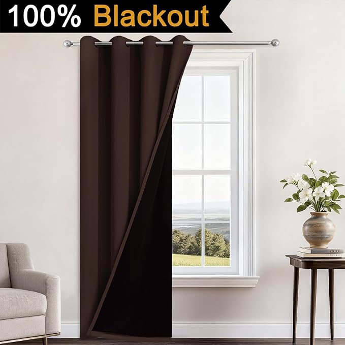 Yakamok Chocolate Brown Blackout Curtains 96 Inches Long 52" Wide, 1 Panel | - Image 2