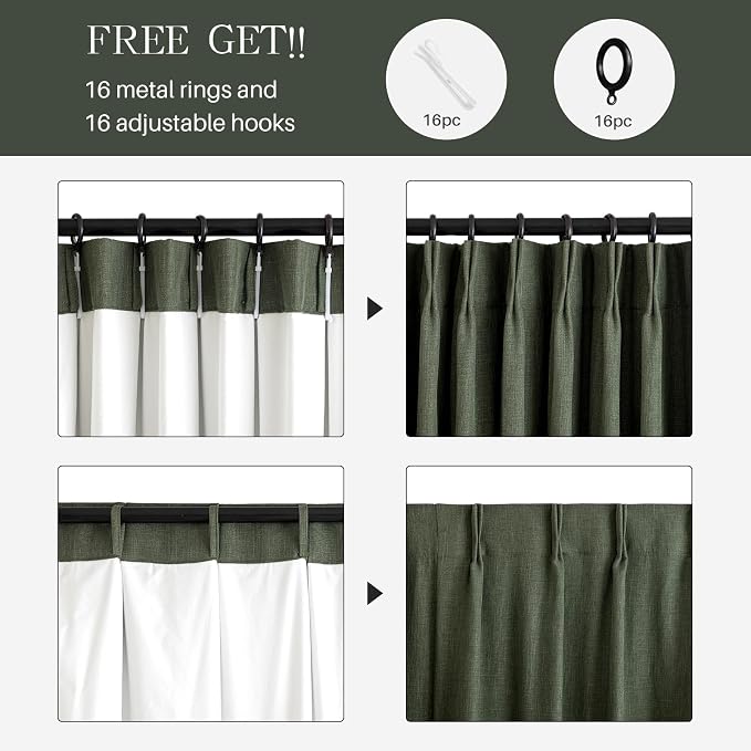 Pinch Pleated Linen Curtains 100% Blackout 84 Inches Long - Image 5