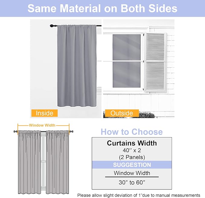 Simplebrand Ava Silver Grey Short 36 Inches Blackout Curtain 2 Panels Set - Image 8