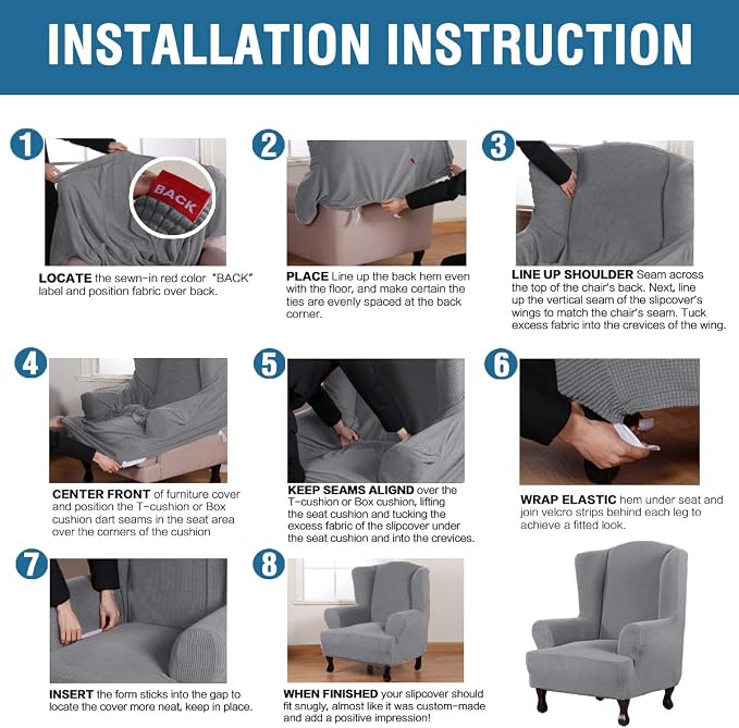 H.VERSAILTEX Wing Chair Slipcover Chair Covers - Image 6