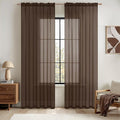 MIULEE Chocolate Brown Sheer Curtains 54 X 96 Inches, 2 Panels | Voile Drapes by MIULEE