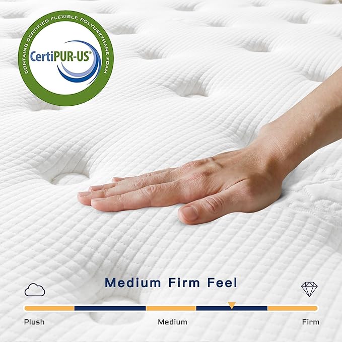 Vesgantti Twin XL Mattress 12 Inch Innerspring Multilayer Hybrid XL Twin Mattress - Ergonomic Design with Memory Foam and Pocket Spring Mattresses Twin XL Size - Box Top Series Medium Firm Feel