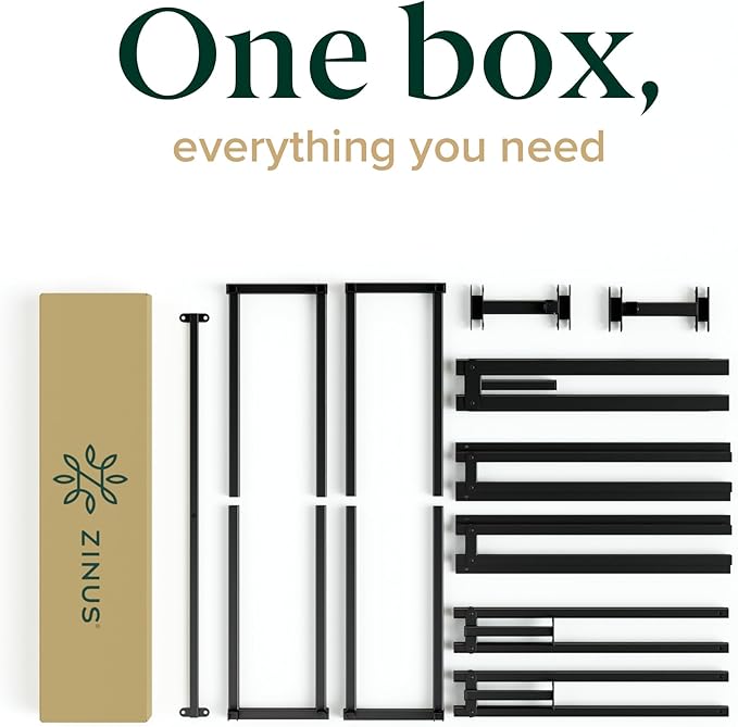 Zinus Joseph Low Profile 6 Inch Platform Bed Frame, Wood Slat Support, No Box Spring Needed, Eco Friendly WonderBox(TM) Packaging, Easy Assembly, Black, Full