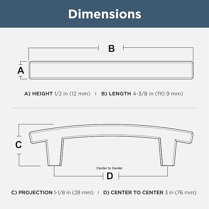 Franklin Brass (5-Pack) – Champagne Bronze Cabinet Handles, 3 Inch Hole Center, Pulls for Drawers, Kitchen Cabinet Door, Dressers | Pierce