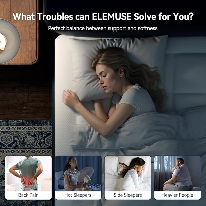 ELEMUSE Super Olympic Queen Dual Layer 3 Inch Memory Foam Mattress Topper, 2 Inch Cooling Gel Memory Foam Bed Pad and 1 Inch Soft Pillow Top Mattress Pad for Back Pain Relief & Hot Sleepers