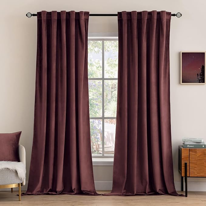 MIULEE Velvet Curtains 52x108 inches 2 Panels Ruby Wine Blackout Curtains | by MIULEE