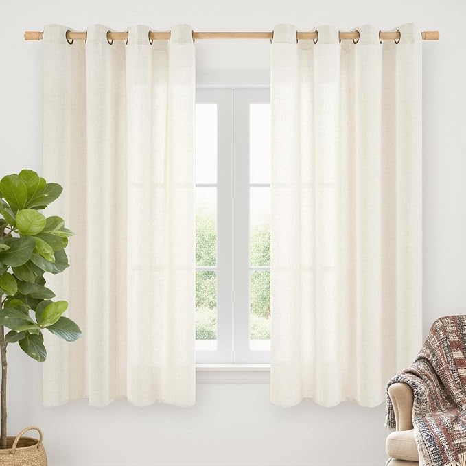 YoungsTex Ivory Linen Curtains 63 Inch Length by YoungsTex