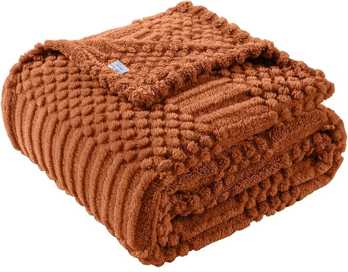 90x104 Inch Rust King Bed Blanket by LUSSENAHOME